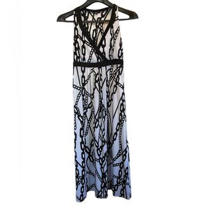 Milano Large Chain Print Black & White Y2K Babydoll Maxi Mob Wife Dress